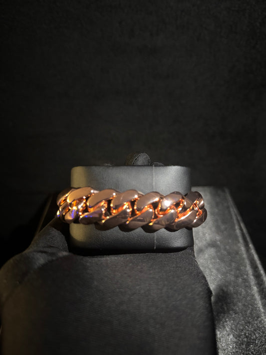 14k Rose Gold plated Miami Cuban Link Bracelet 20mm